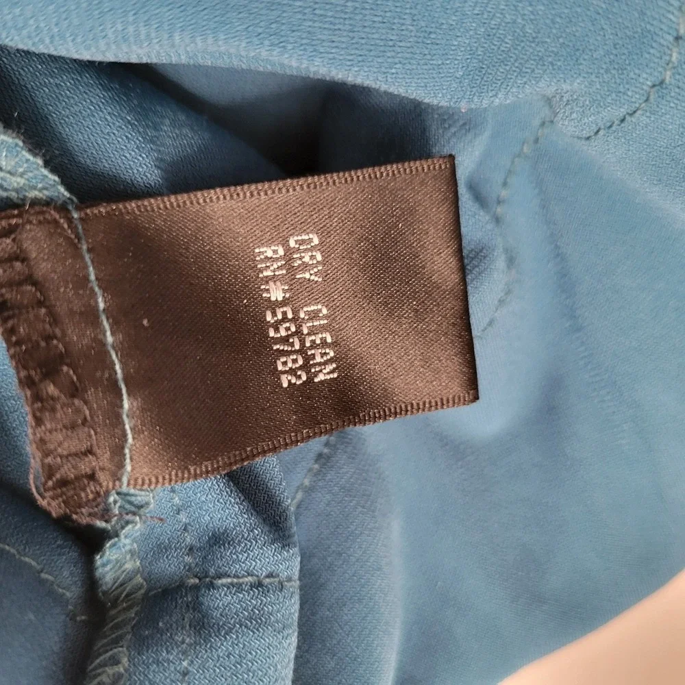 Adrianna Papell Petite Teal Blue Tiered Cocktail Party Dress 4P Shimmery Mermaid - Picture 11 of 12